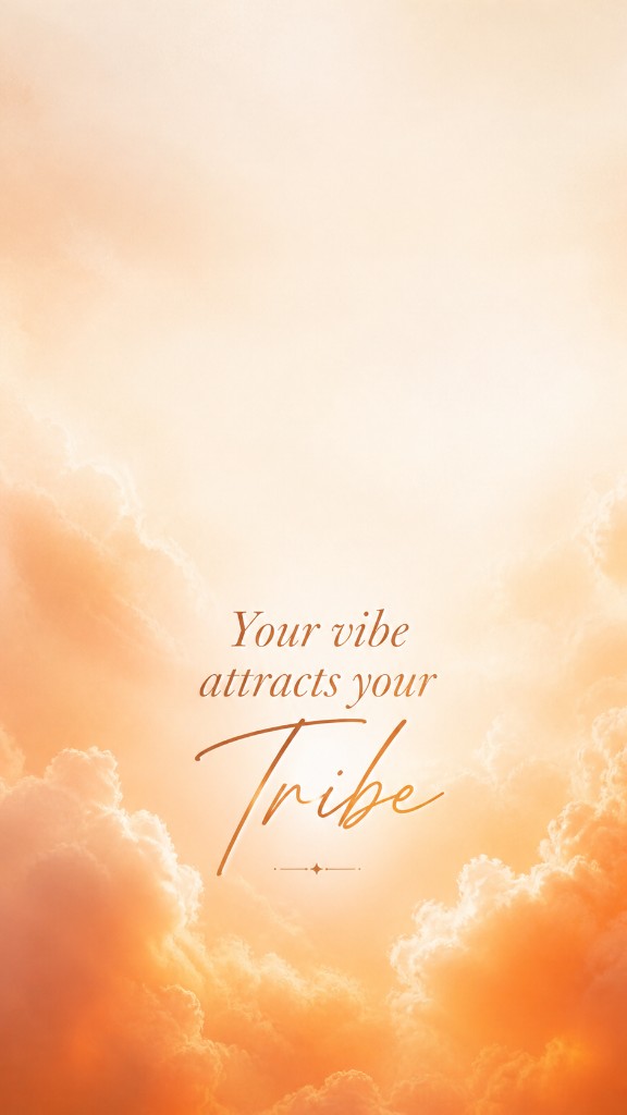 Your vibe attracts your tribe wallpaper in orange clouds